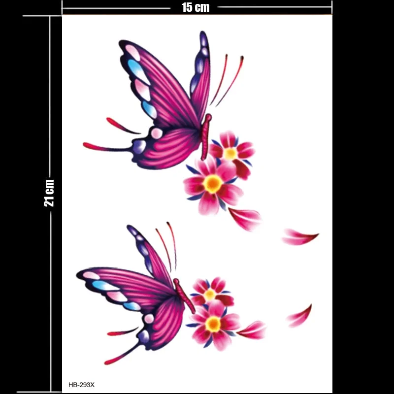 Waterproof Temporary Tattoo Sticker Butterfly Flower Wing Fake Tatto Big Tatoo Tatouage Temporaire Back Chest For Women Girl