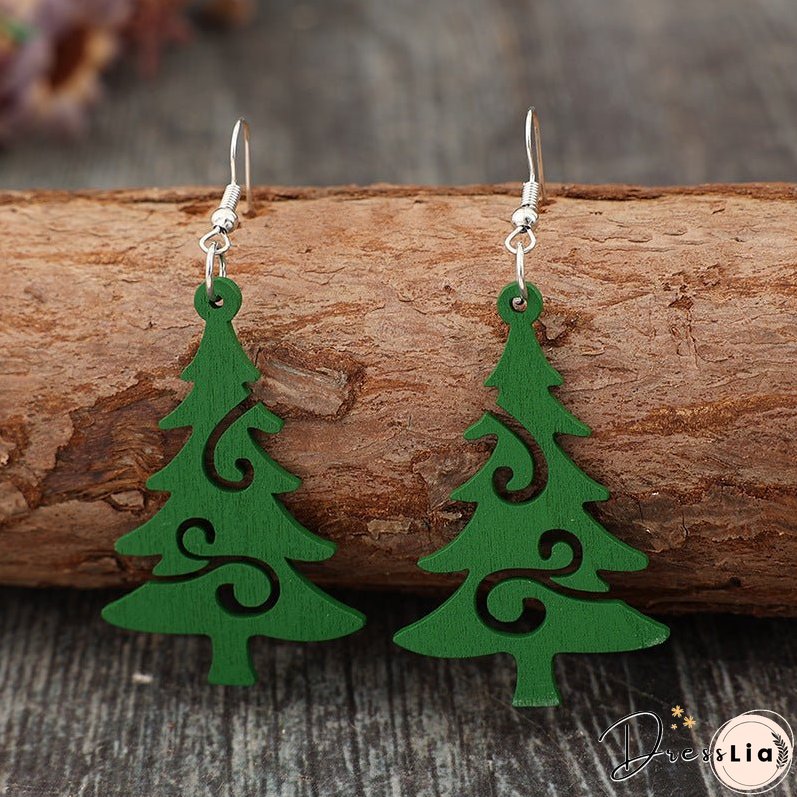 Christmas Tree Wooden Earrings