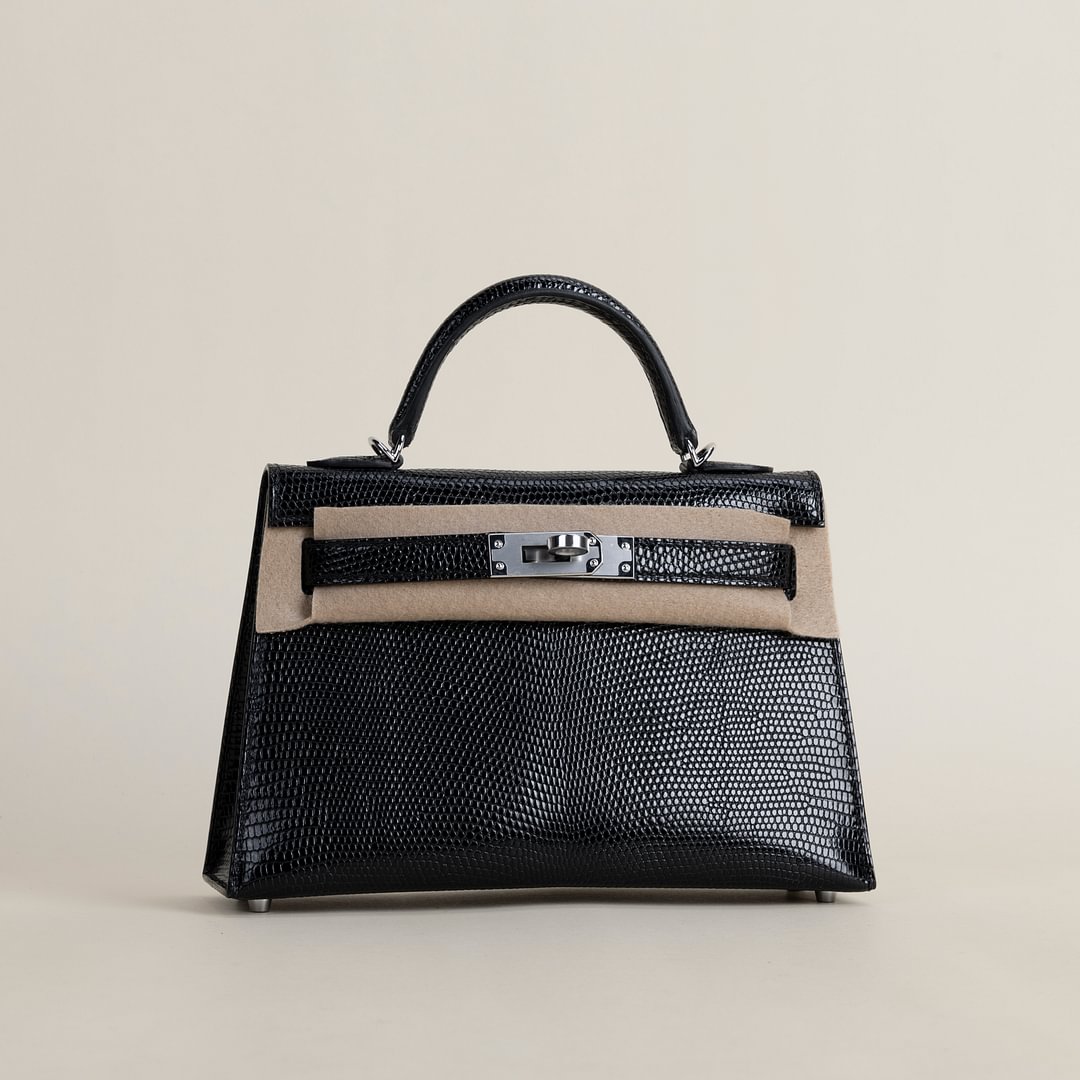 Mini Kelly II  Lizard CK89 Noir PHW