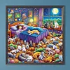 Fille et chats-perceuse ronde peinture diamant-40*40cm