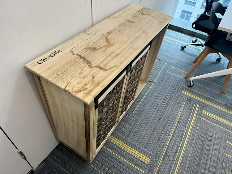 ChicOfic Wooden Office Furniture Storage Cabinet with Sliding Lattice Doors