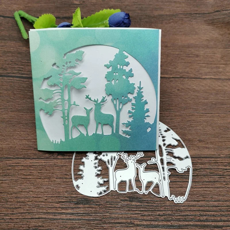 Christmas Tree Deer Metal Cutting Dies Stitched DIY Scrapbooking Stamps Craft Embossing Making Stencil Template Xmas Decoraions