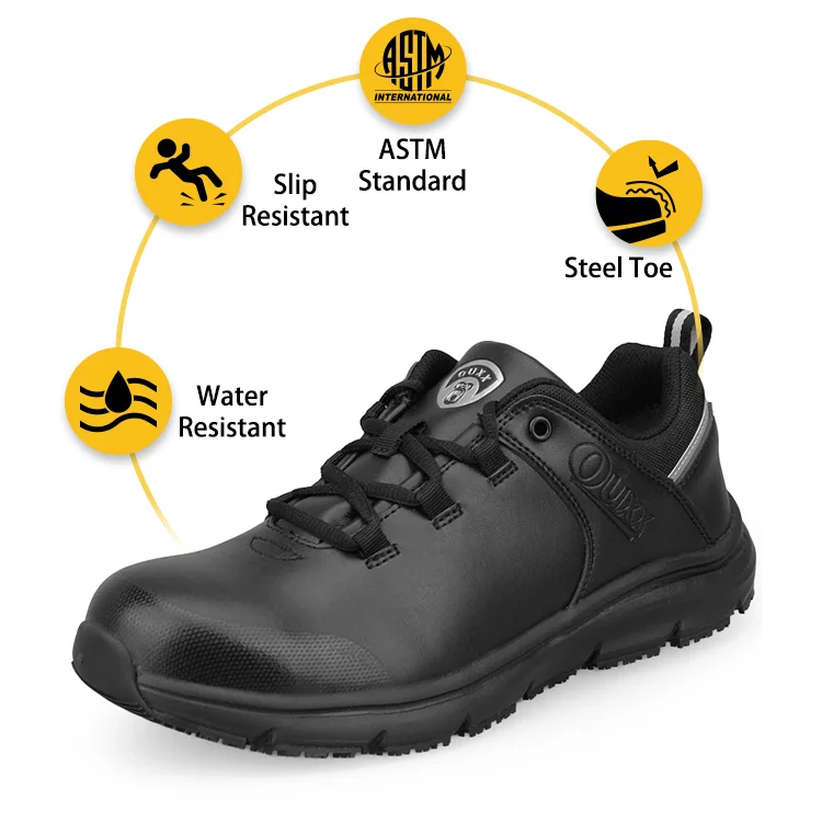 Men's Steel Toe Ultra Slip-Resistant Waterproof Breathable Warehouse & Kitchen Work Shoes