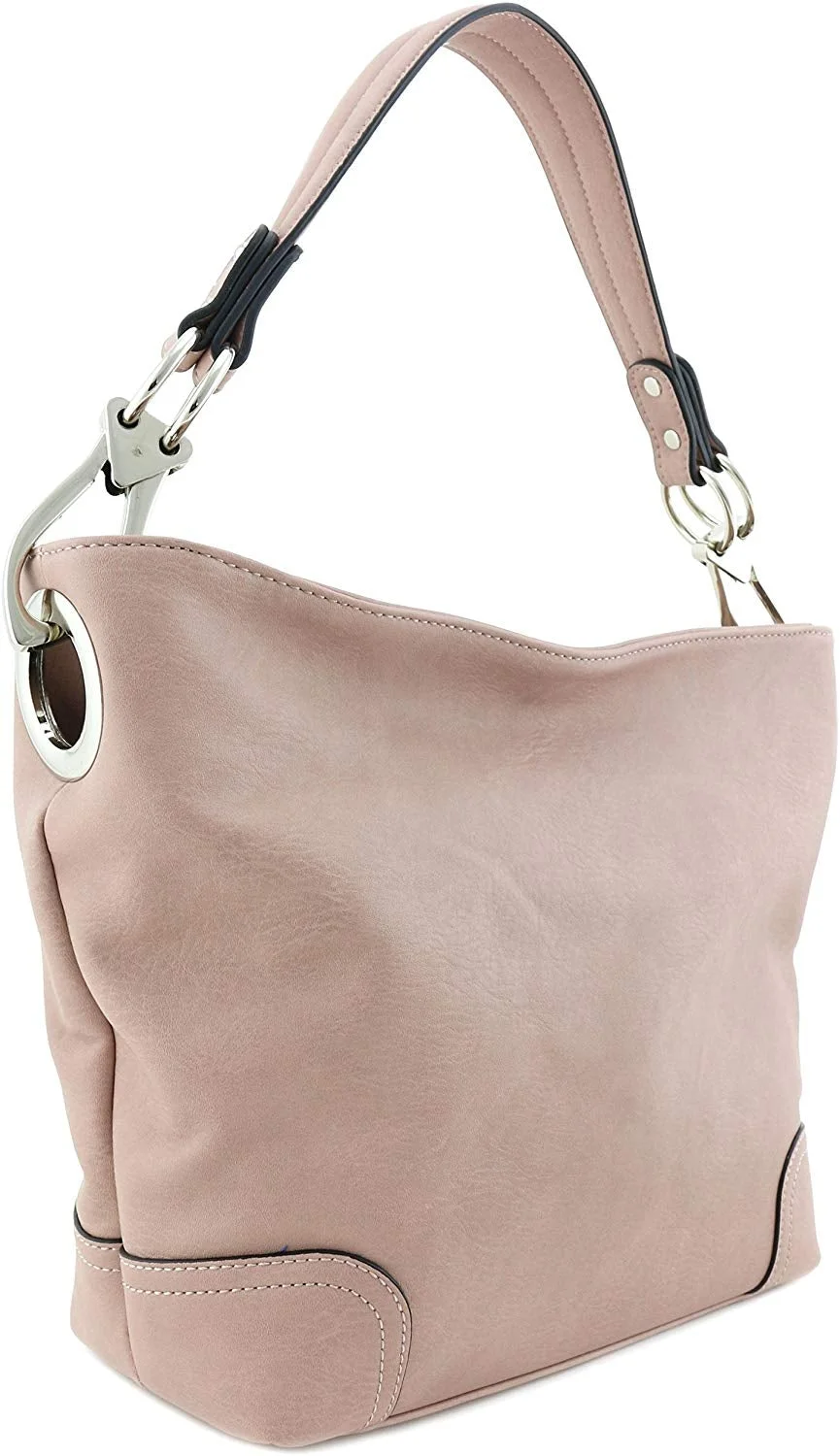 Hobo Shoulder Bag with Big Snap Hook Hardware