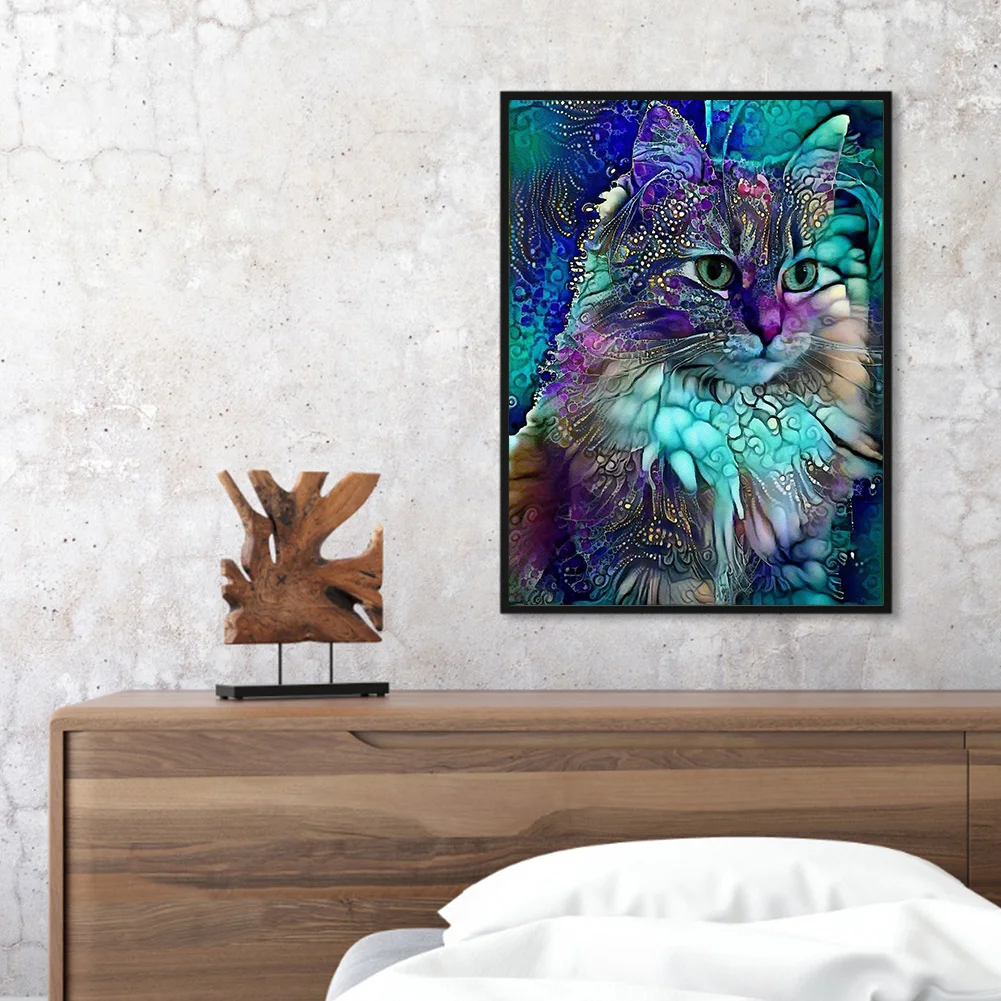 11CT Full Stamped Cross Stitch - Cat(Canvas|40*54cm)