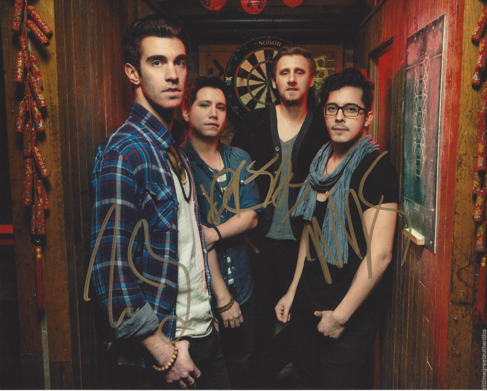 AMERICAN AUTHORS (ROCK GROUP) SIGNED AUTHENTIC 8X10 Photo Poster painting B w/COA X4