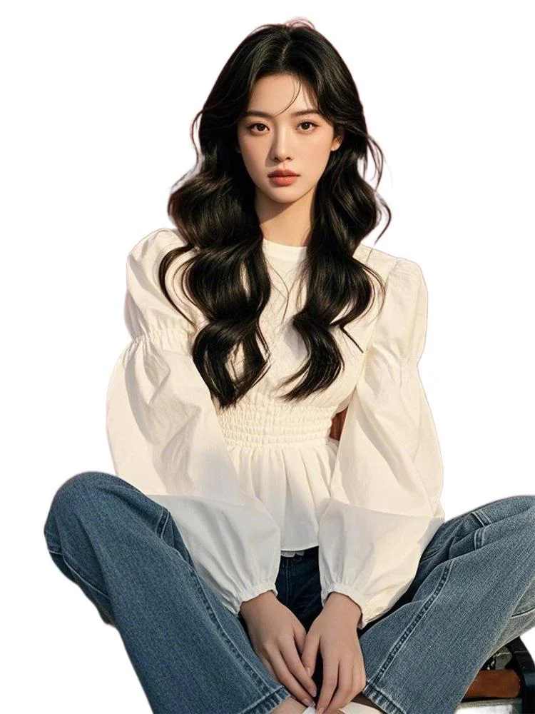 Athvotar Athvotar Year's Popular Beautiful Shirt Design Sense Of High-Grade White Waist With Shirt 2025 New Women's Clothing