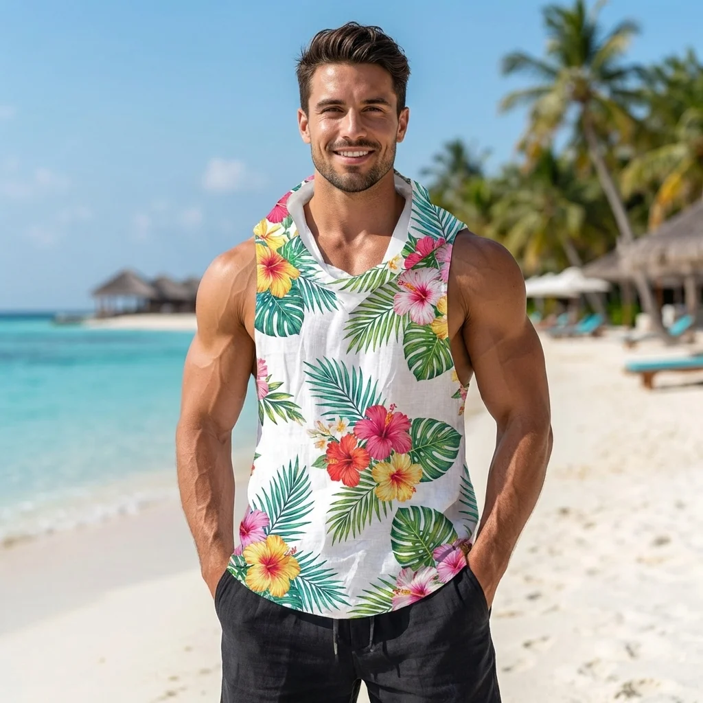 Polyester Blend Floral Print Tank Top-inspireuse