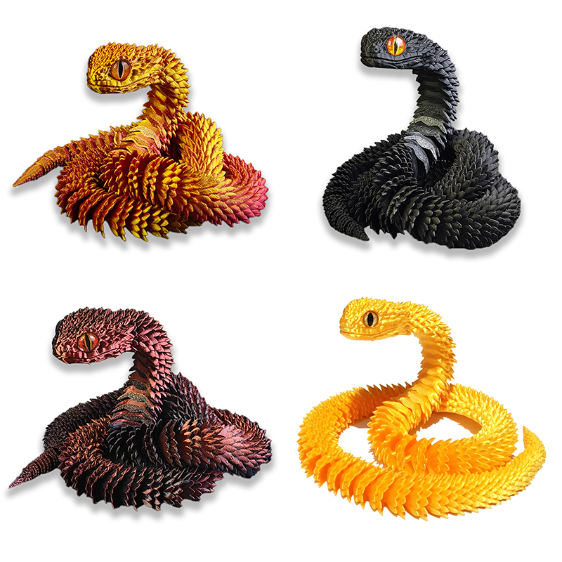 Tegooe 3D Printed Articulated Snake Figurine - Flexible Desktop Ornament