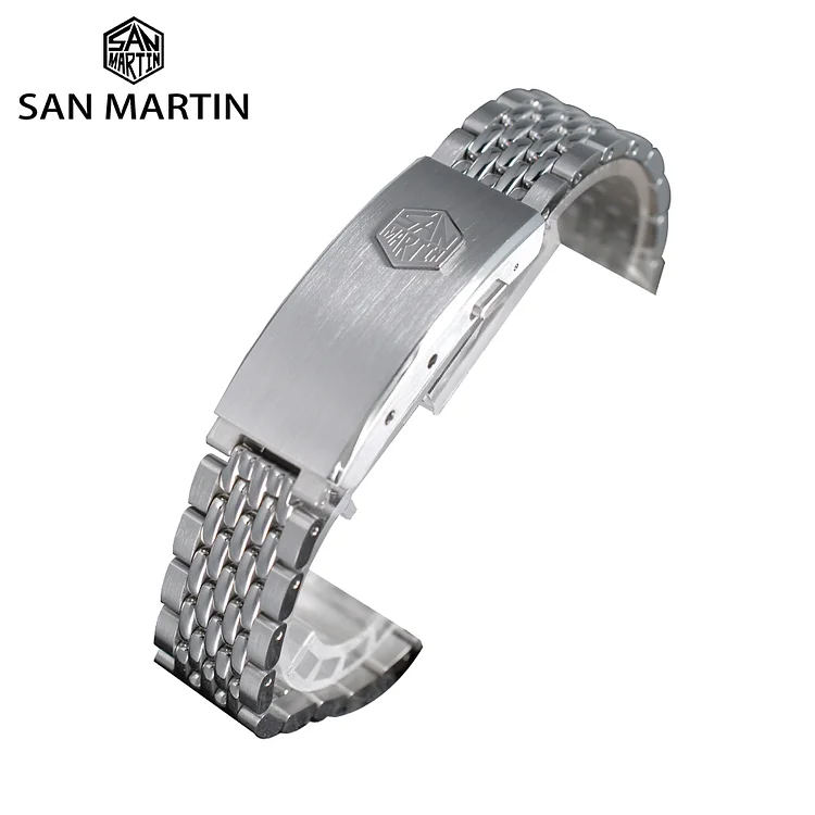 San Martin Watch Band Beads Of Rice Style Bracelet Stainless Steel San Martin Watch san martin watchSan Martin Watch