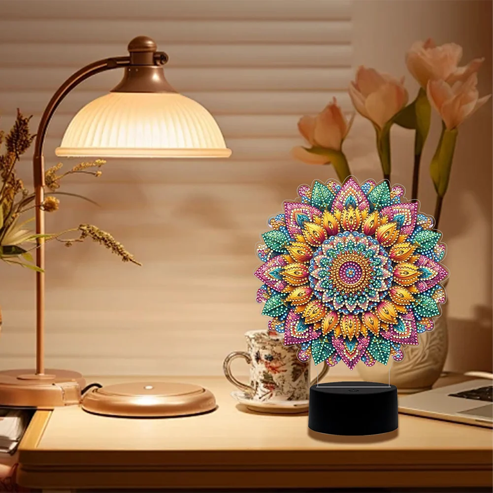 5D DIY Acrylic Mandala Decorative Diamond Lamp for Art Crafts