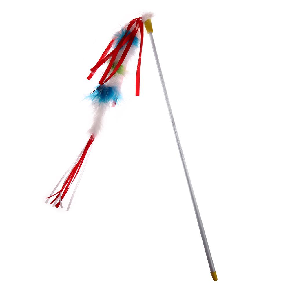 

Funny Colorful Feather Tease Cats Dangle Rods Playing Pet Toys, White, 501 Original