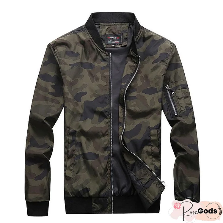 Men Camouflage Coats Camo Outwear Plus Size Bomber Jacket