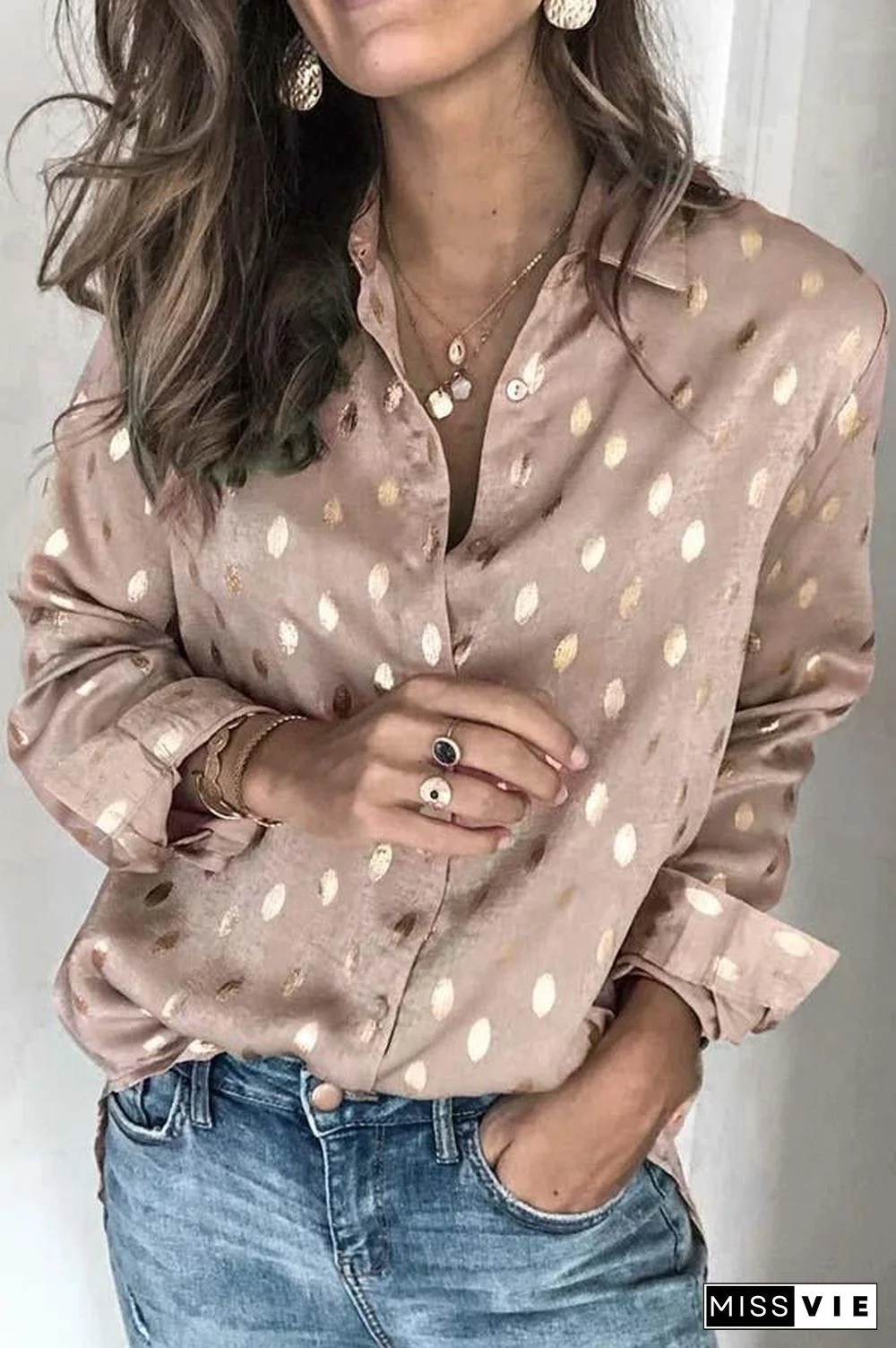 Loose Long Sleeve Lapel Top