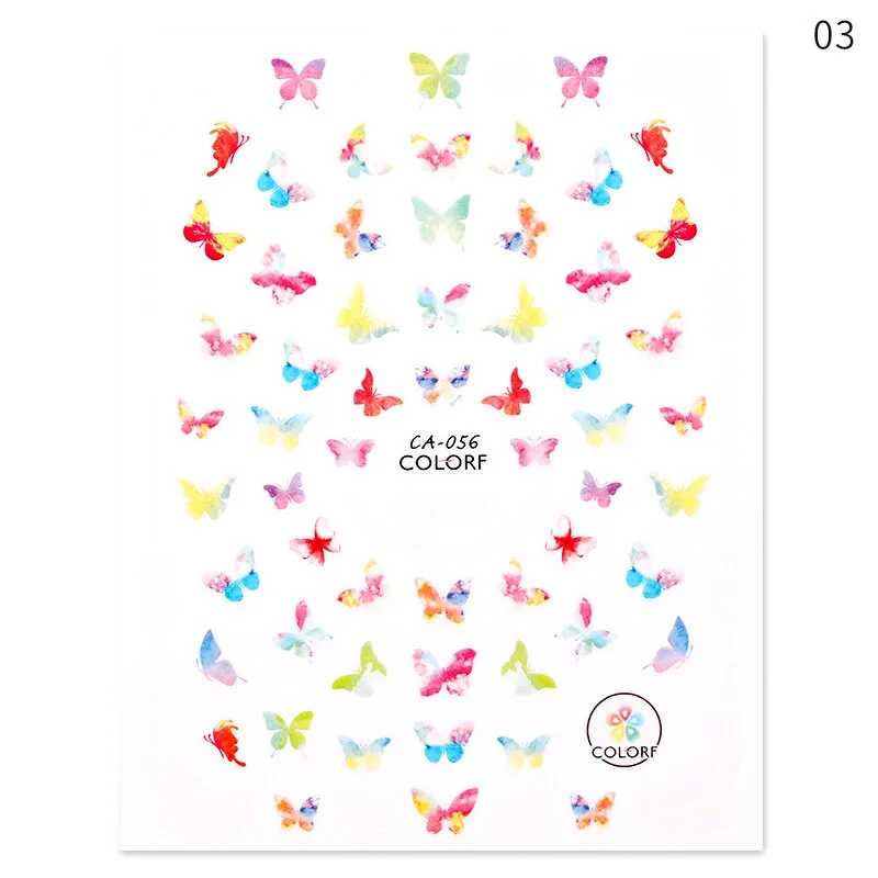 Butterfly Geometric Design 3D Nail Sticker Fruit Transfer Decals Adhensive Slider Wraps Decoration Nail Art DIY Accessories