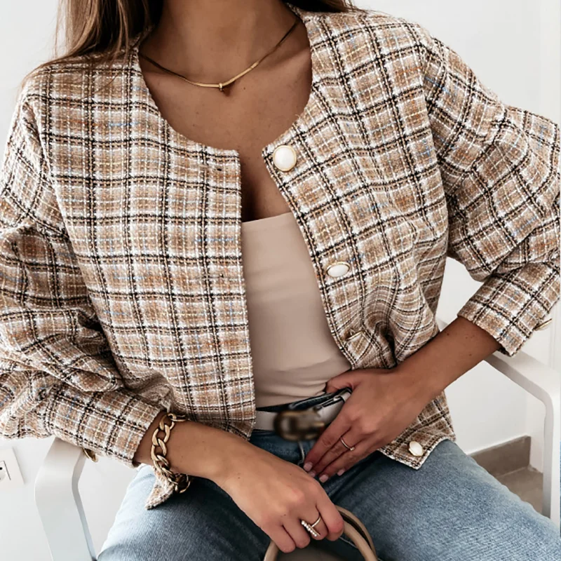   Autumn Winter Long-sleeve Plaid Fashion Jacket - Neojana