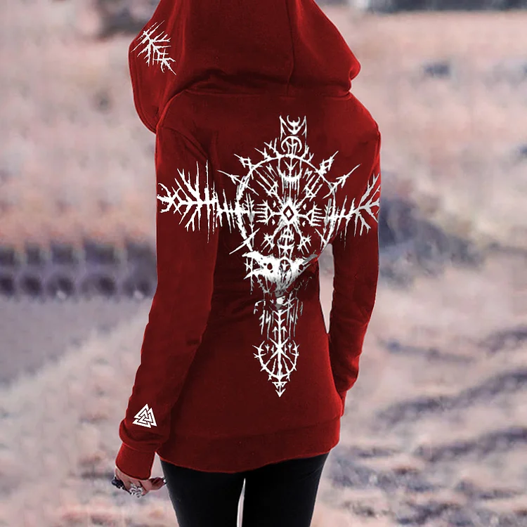 Retro Tribal Thorns Viking Ethnic Graphics Hoodie