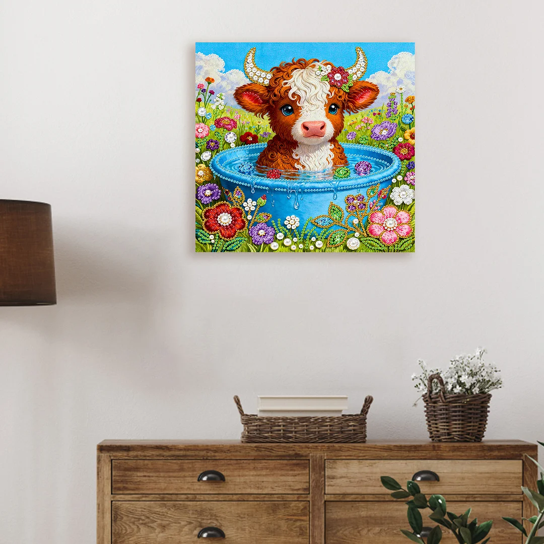 Calf Art Diamond Painting Kit for Adults Home Decor 25x25cm With Frame