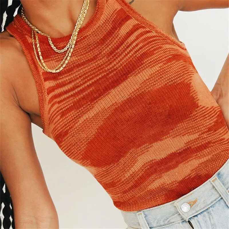 V-neck Crop Top Womens Sleeveless Y2K Basic Shirts Casual Summer Off Shoulder Blue Neck