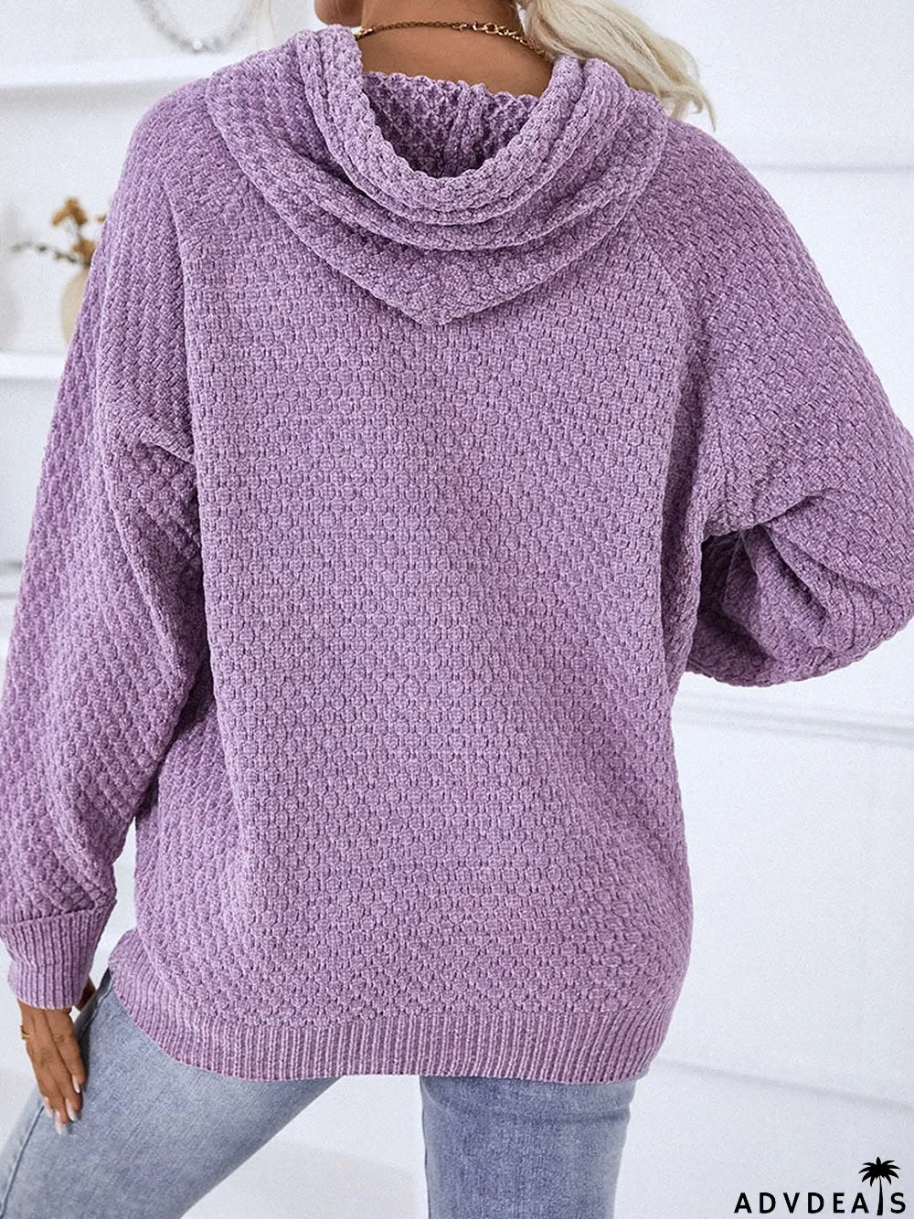 Women Long Sleeve Hooded Lace-up Sweaters