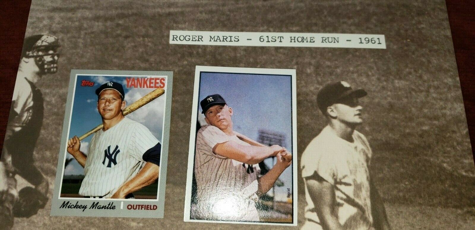 Home Run LOT Roger Maris 11x14 & 2 Mickey Mantle Cards 89 Bowman 06 Wal-Mart Exc