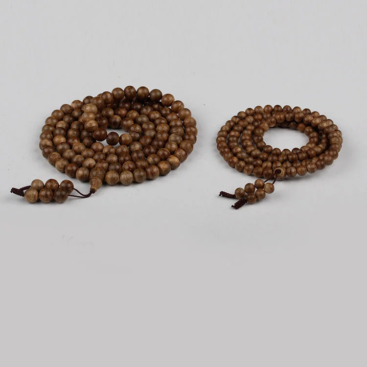Old Material Hainan Agarwood 108 Beads Rosary Buddha Bracelet
