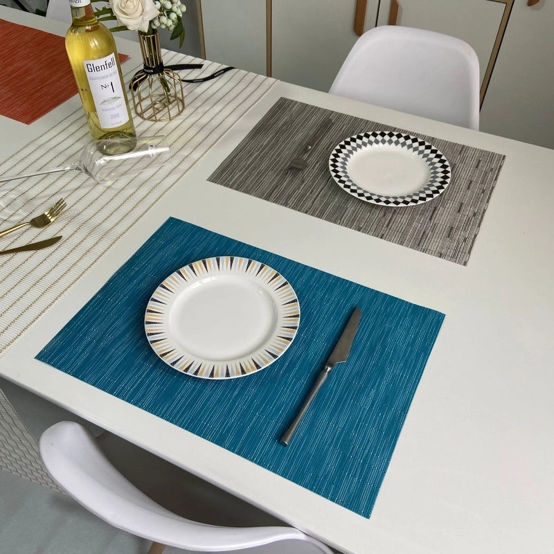 Cross-border Solid Color European-style Pvc Woven Insulation Western-style Placemat Hotel Home Teslin Dining Table Cushion Coaster