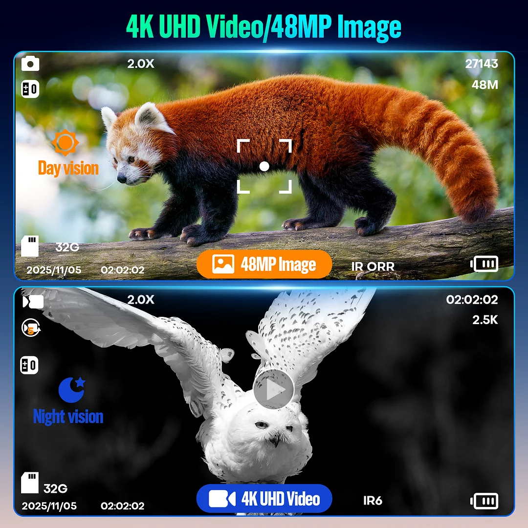 BEBANG 4k Night Vision Binoculars, 3" IPS Screen, HD Digital Infrared Night Vision Goggles, 32GB