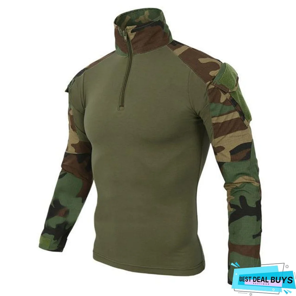 Camouflage Colors Army Combat Uniform Military Shirt Cargo Airsoft Paintball Tactical Cloth with Elbow Pads
