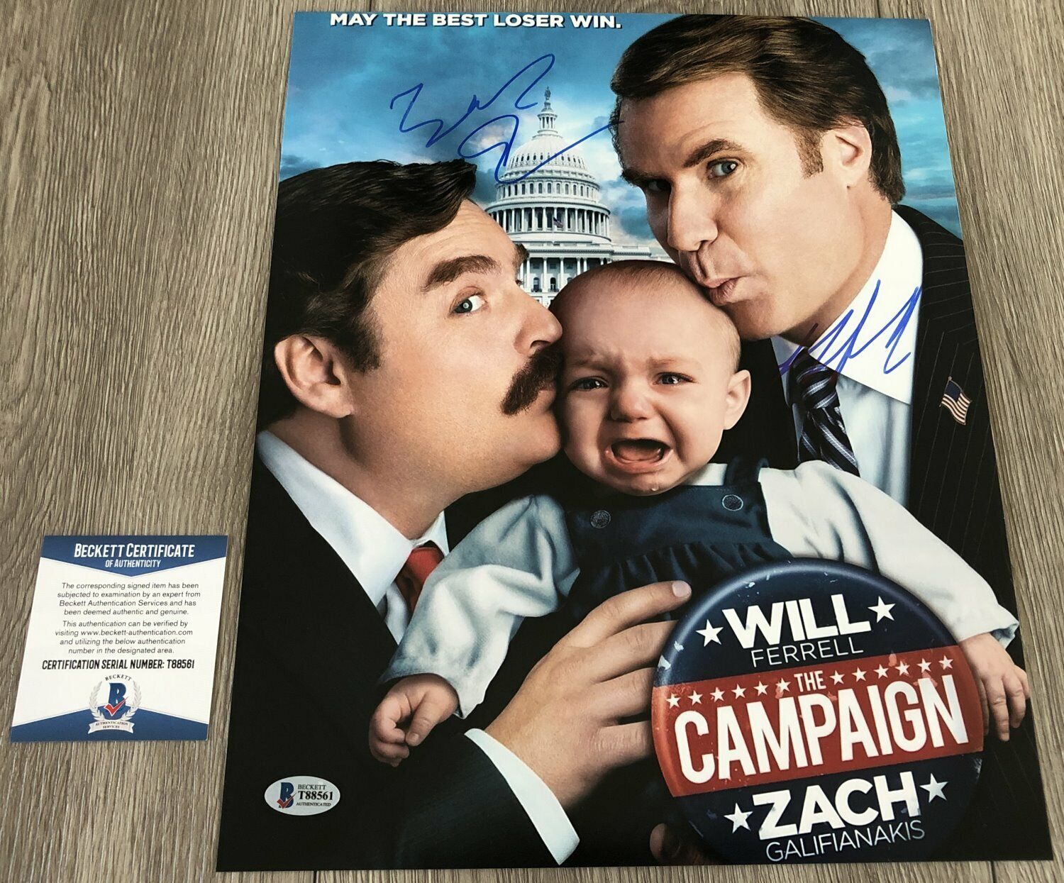 WILL FERRELL ZACH GALIFIANAKIS SIGNED THE CAMPAIGN 11x14 Photo Poster painting w/PROOF & BAS COA