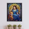 Diamond Painting -DIY Round Partial AB Drill Lion and Beauty（45x55cm）