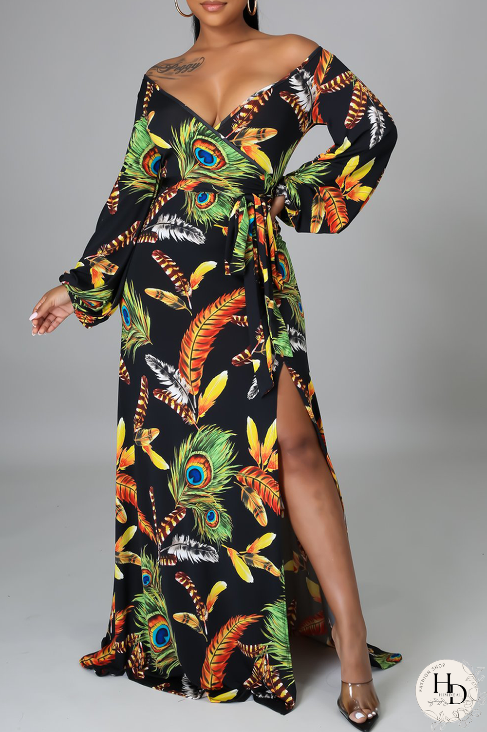 White Casual Print Draw String V Neck Cake Skirt Dresses