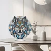 Acrylic Special Shape Indian Wolf Diamond Painting Art Clock Ornaments Kit