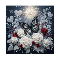 Black Butterfly Rose - Pearls Painting