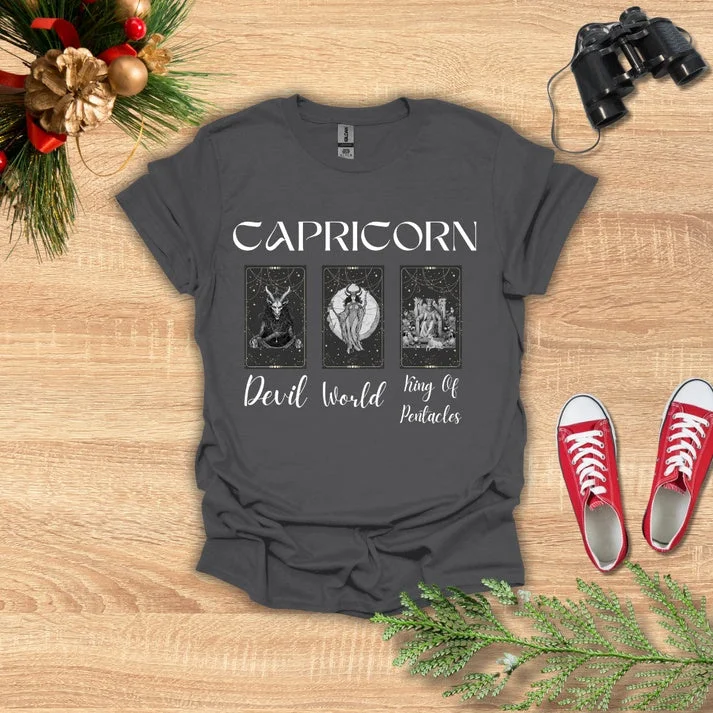 Capricorn Zodiac coupled with 3 linked Tarot Cards