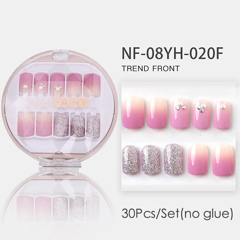 Fake Nails Press Coffin False with Glue Set Packaging Full Artificial Short Kiss Detachable Stick Designs Art Tipsy Cover Box-Nail Inspo