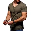 Men's Cuff Zipper Pocket Color Cotton Breathable T-Shirt by Inlyline