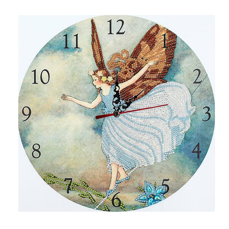 Horloge de peinture au diamant DIY - ange papillon
