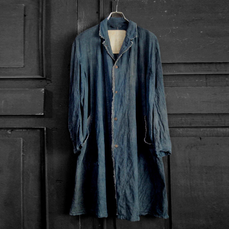Men's Linen Cotton Indigo Dyed Coat