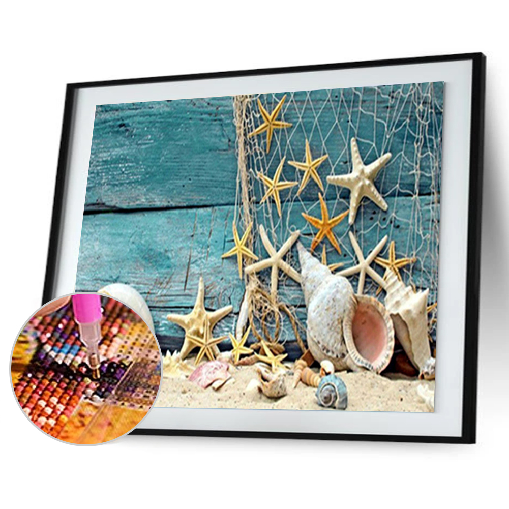

30*40CM Round Drill Diamond Painting-Beach Sea Star, 501 Original