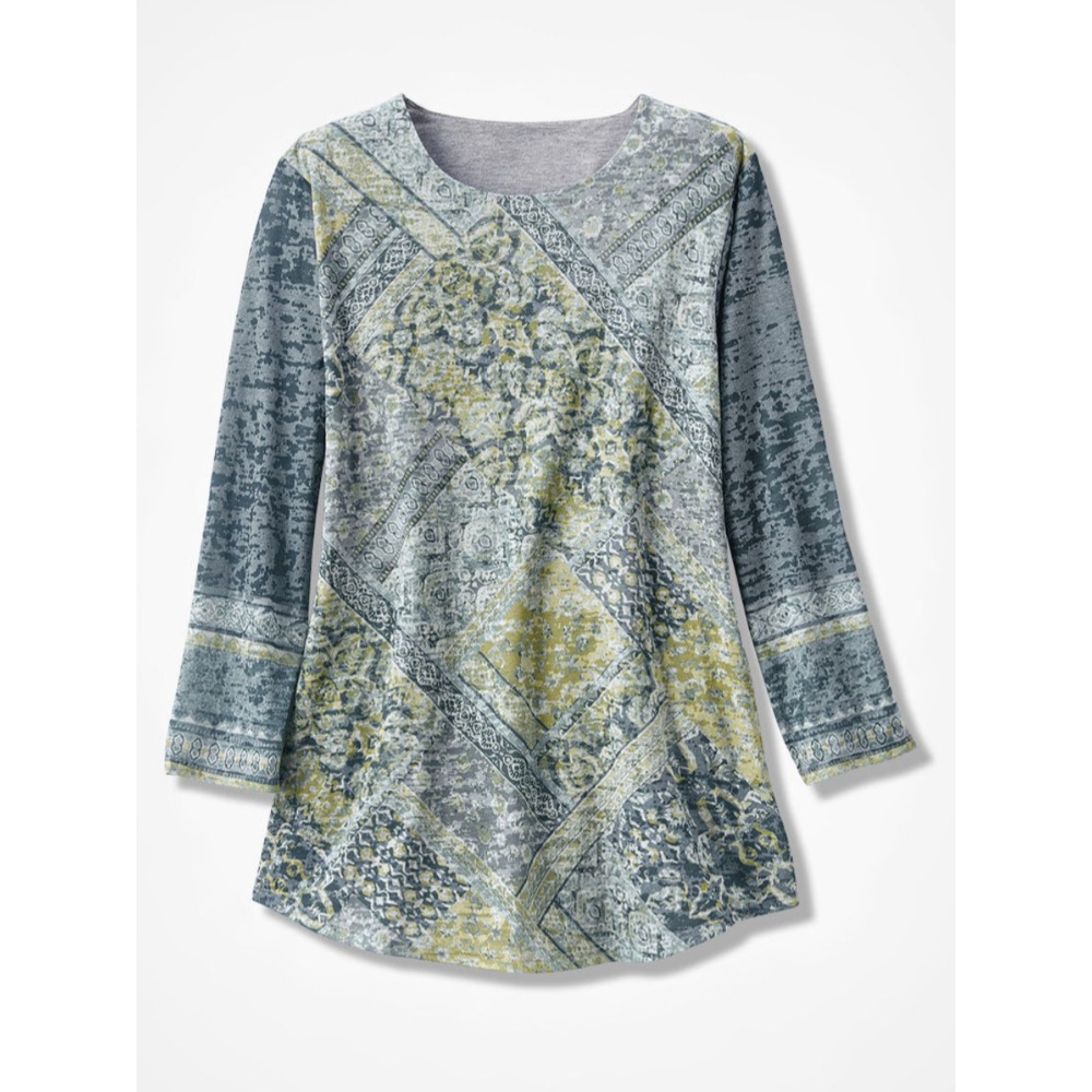 Women Long Sleeve V-neck Graphic Floral Printed Top