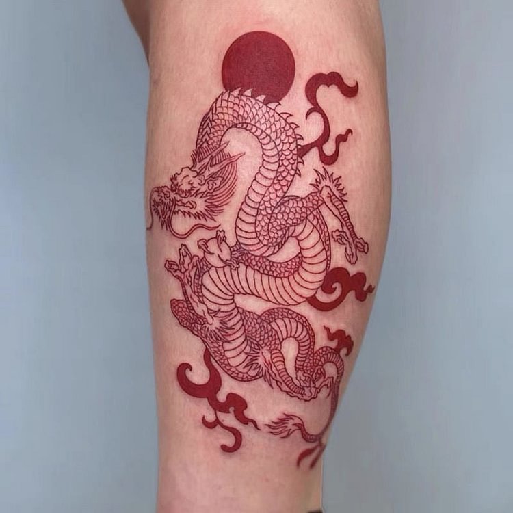 Big Size Red Dragon Temporary Tattoo Stickers For Men Women Arm Body Art Waterproof Fake Tattos Tarragon Flash Decals Tatoos