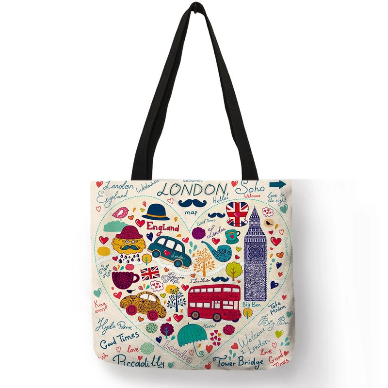 Women’s Medium Polyester Printing Basic Classic Style Square Open Shoulder Bag