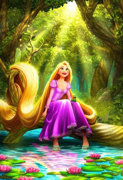 Cartoon Disney Princess Rapunzel Girl 40*50CM(Canvas) Full Round Drill Diamond Painting gbfke
