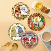 4PCS Diamond Painted Wooden Gnome Placemats Insulated Dish Mats Comes with Mats