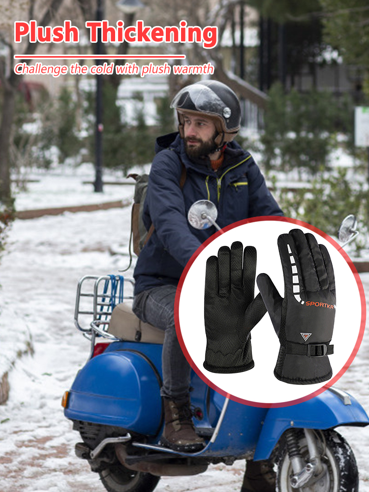 

Winter Men Warm Windproof Ski Fleece Gloves w/ Adjustable Buckle Thickened, 501 Original