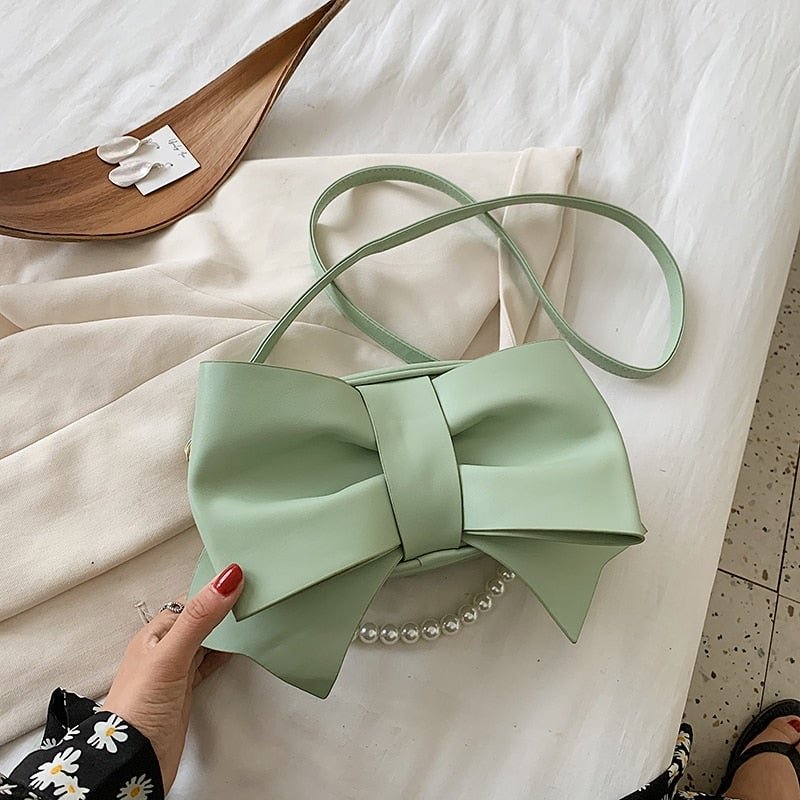 Big Bow Pearl Tote Bag 2021 Fashion New High-quality PU Leather Women's Designer Handbag Elegant Female Shoulder Crossbody Bag