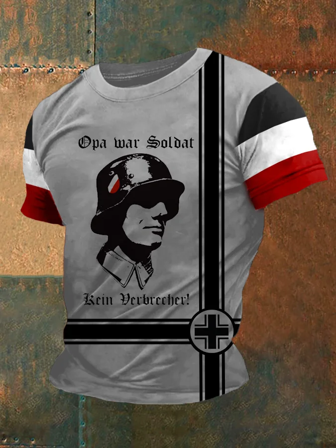 Opa War Soldat Kein Verbrecher Bedrucktes Kurzarm-T-Shirt f&uuml;r M&auml;nner