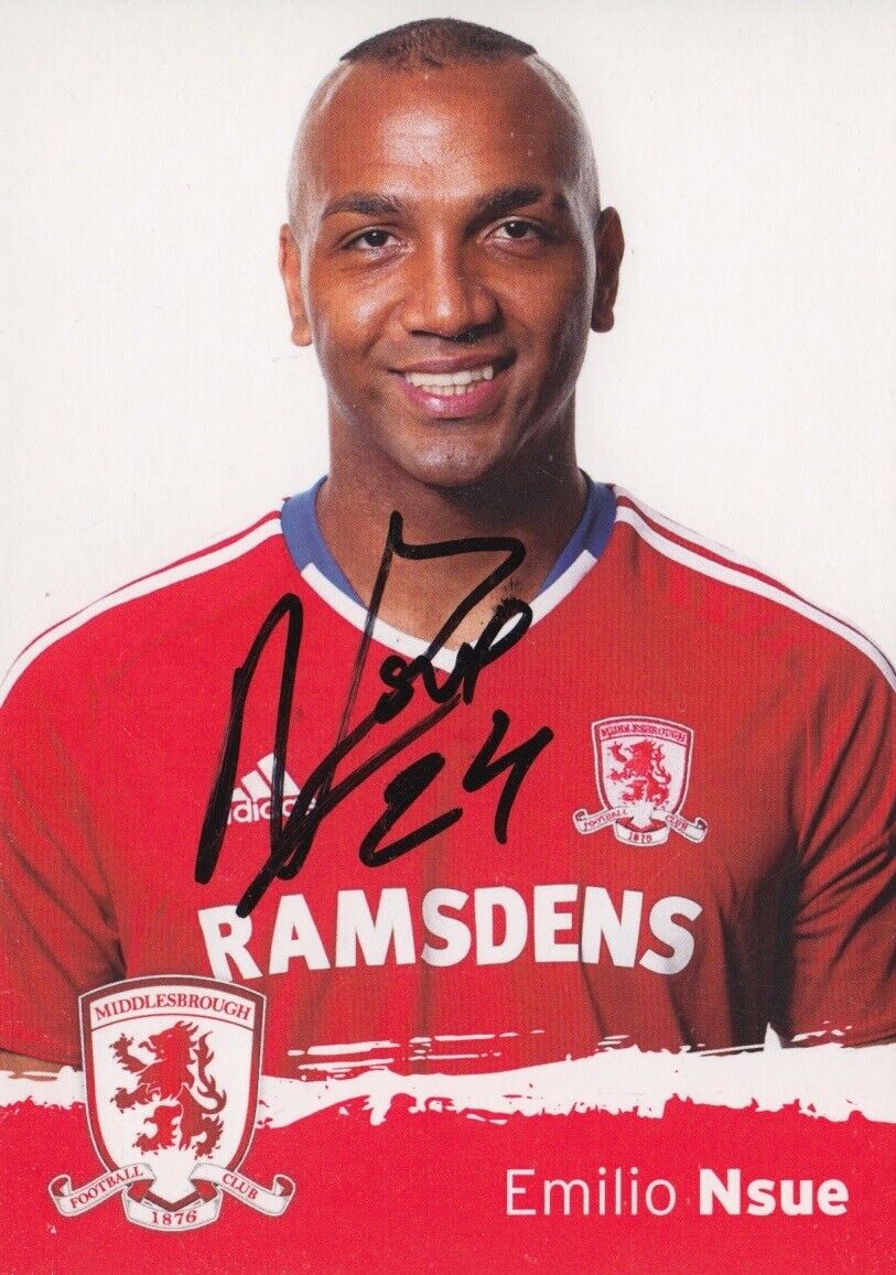 EMILIO NSUE HAND SIGNED 6X4 POSTCARD MIDDLESBROUGH FOOTBALL AUTOGRAPH