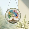 (Upgrade Size)DIY Diamond Painting Art  Double Sided Effect Pendant Colorful Stained Glass Hanging Ornament Kit(Tree)